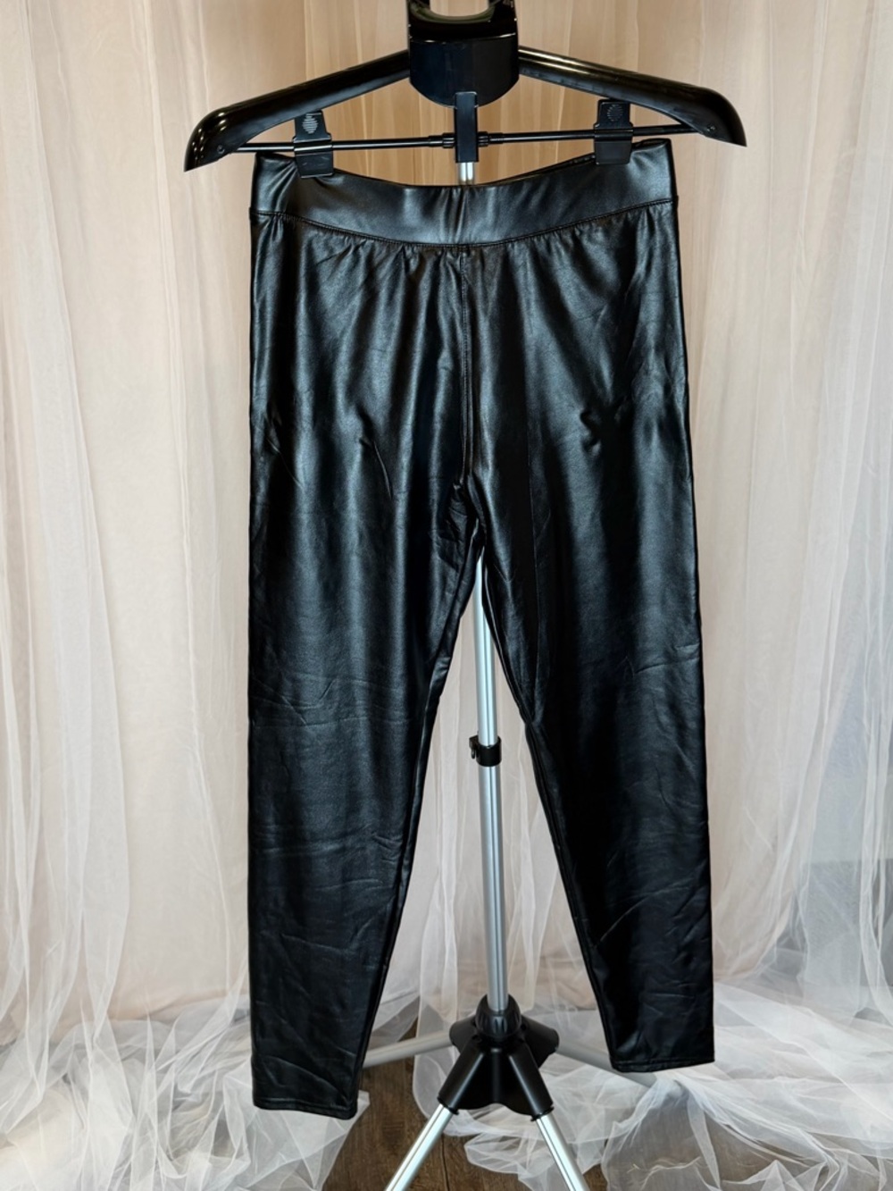 Funkitribe Black Faux Leather Leggings L/XL High Waist Stretch Pants
